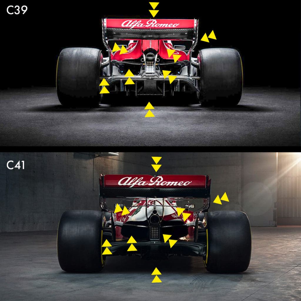 El C41 también muestra marcadas diferencias con respecto al Alfa Romeo C39 de 2020.