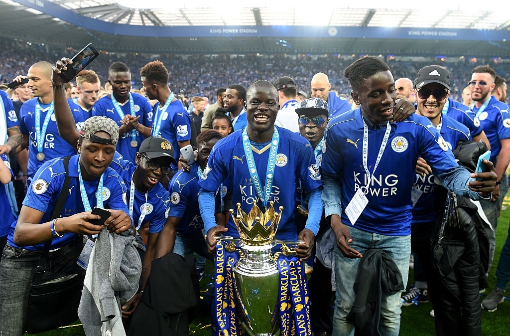 Kanté festeja el título del Leicester