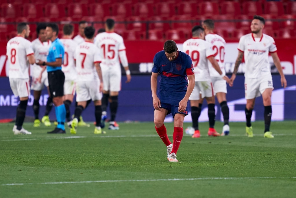 Koke durante la derrota del Atlético de Madrid ante Sevilla