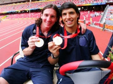 Leo Messi y Kun Agüero en los Juegos Olímpicos de Beijing 2008