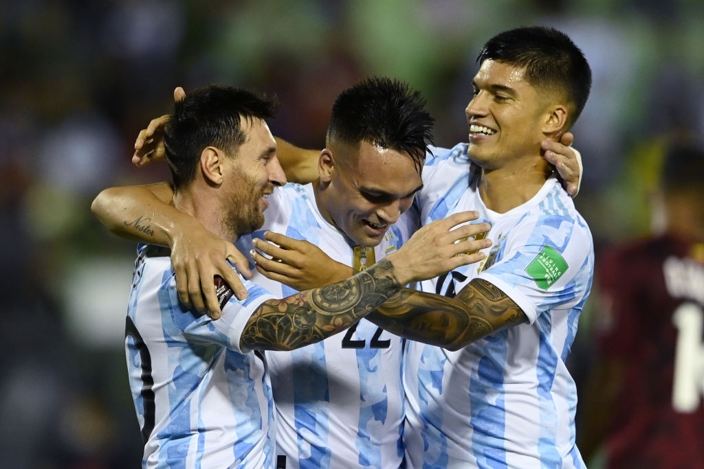 El festejo de Argentina ante Venezuela