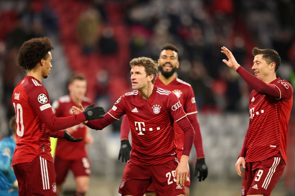 Tres de los goleadores del duelo, Sané, Müller y Lewandowski