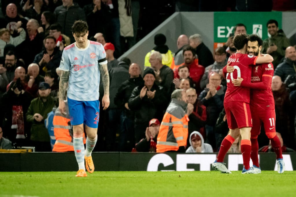 El festejo de Salah tras la victoria de Liverpool 4-0 sobre Manchester United