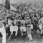 Italia festejando la final ganada a Checoslovaquia en el Mundial de 1934