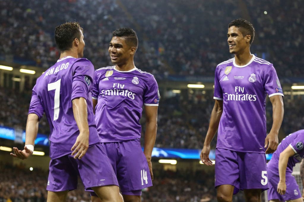 Cristiano Ronaldo, Casemiro y Varane en la etapa en Real Madrid