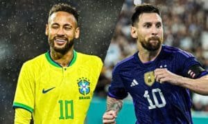 Neymar y Leo Messi, figuras de Brasil y Argentina