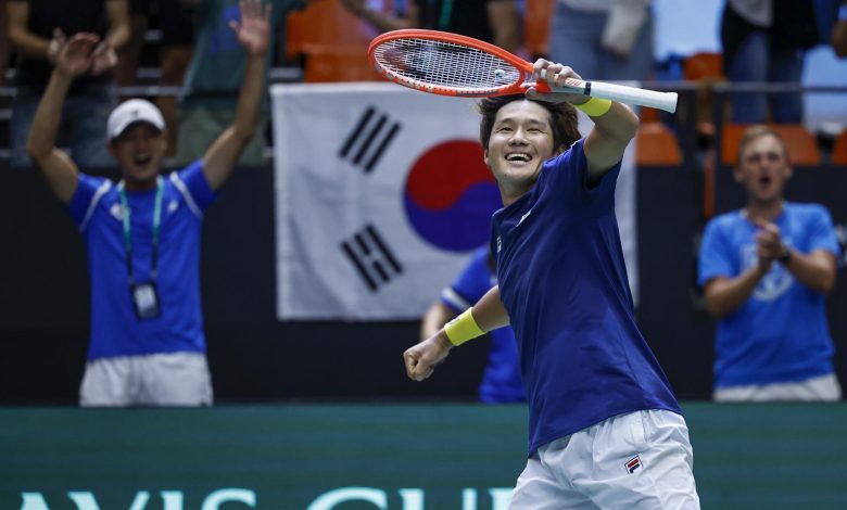 Soonwoo Kwon con la mejor victoria de su carrera, en la Copa Davis.