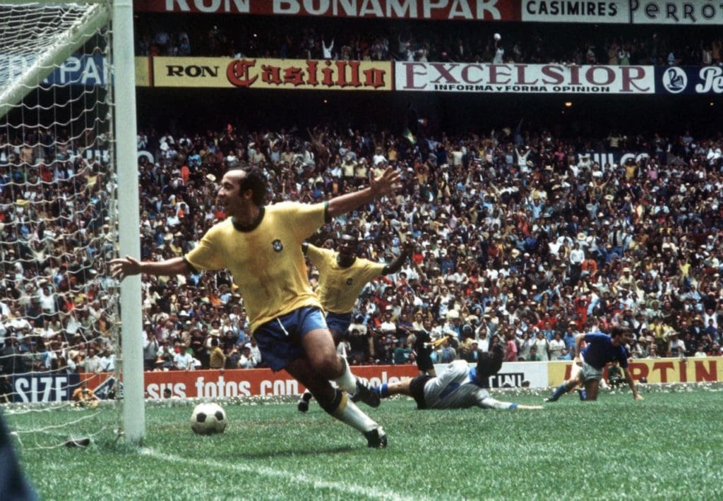Tostao y Pelé en la final ganada por Brasil a Italia en 1970
