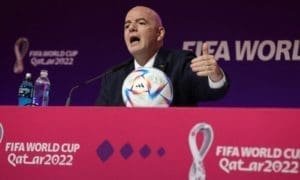 Gianni Infantino, presidente de la FIFA, en la rueda de prensa previa al Mundial de Qatar