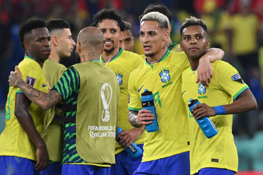Jugadores de Brasil celebrando la victoria.