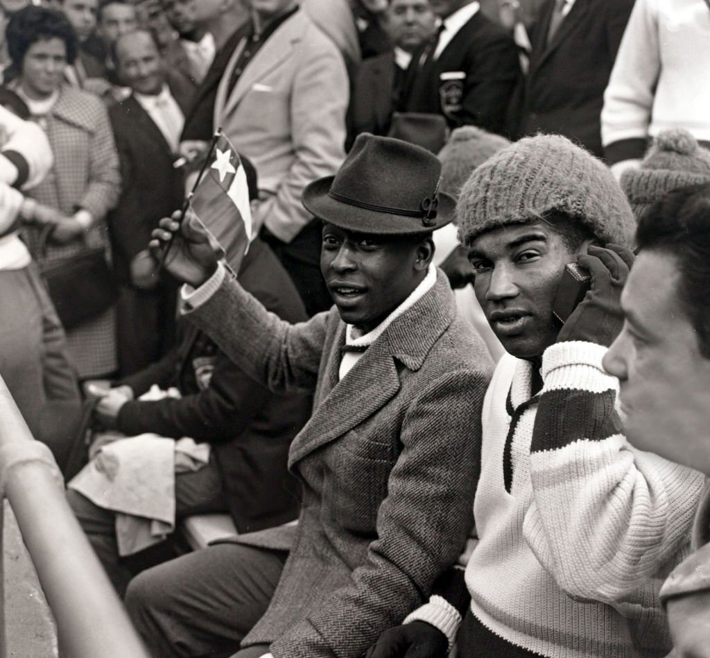 Pelé en la tribuna, en la final de Chile 1962