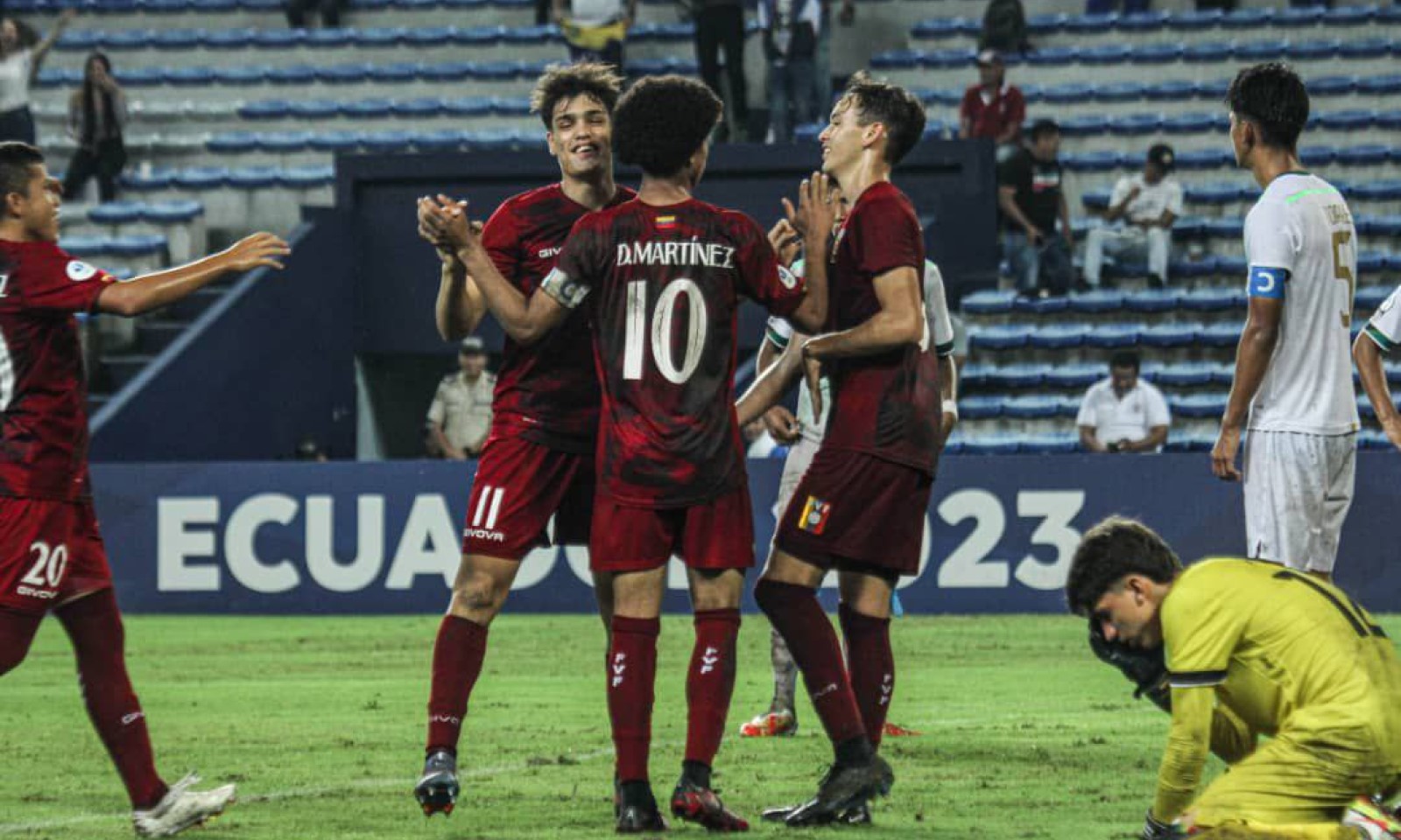 David Martínez y Juan Arango Jr. anotaron los goles de la Vinotinto. Foto: Conmebol.
