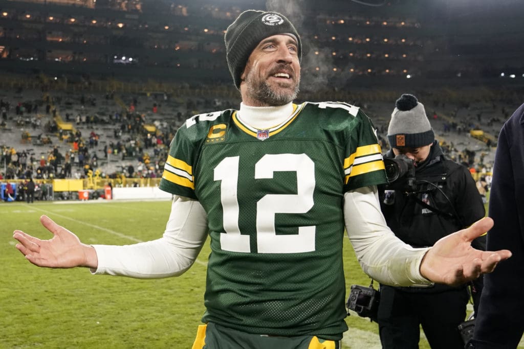 Aaron Rodgers en un partido de los Packers.