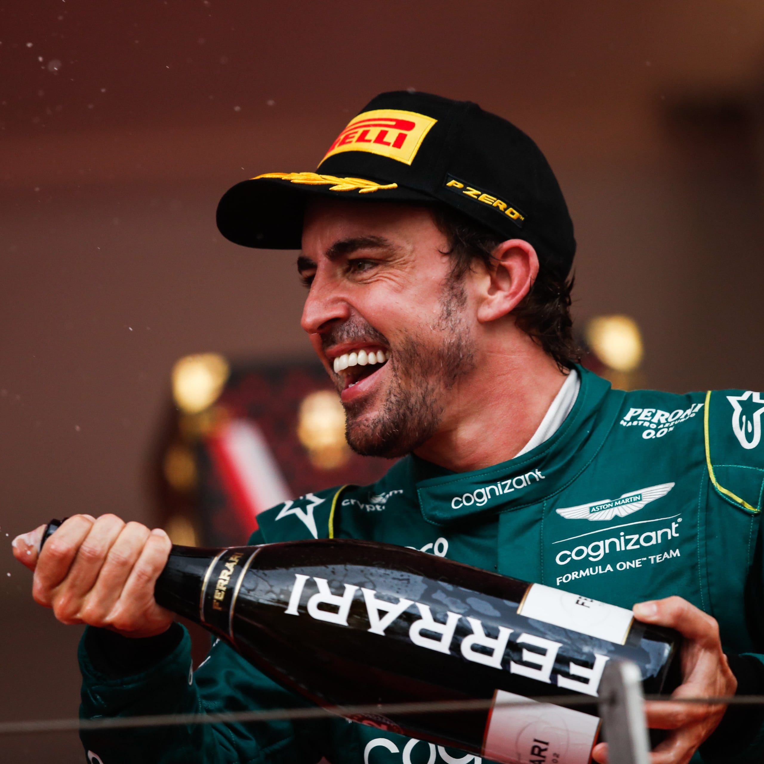 Fernando Alonso celebrando su podio en Mónaco