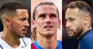 Eden Hazard, Antoine Griezmann y Neymar