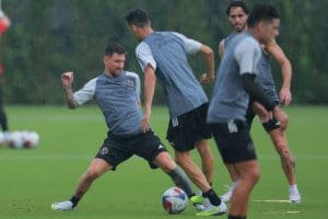 Lionel Messi entrenando con Inter Miami previa a su partido debut en la Leagues Cup vs. Cruz Azul.