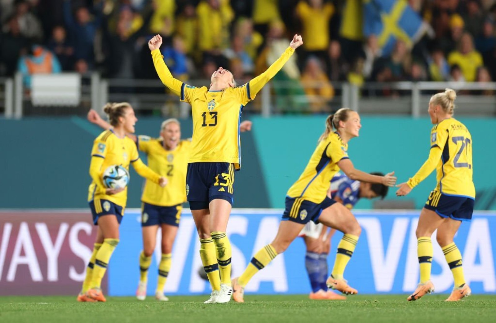 La celebración de Suecia tras su pase a semifinales del Mundial femenino.