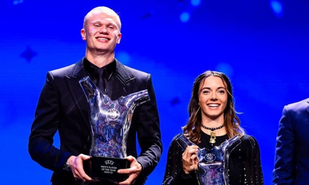 Erling Haaland y Aitana Bonmatí, homenajeados por la UEFA.