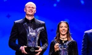 Erling Haaland y Aitana Bonmatí, homenajeados por la UEFA.