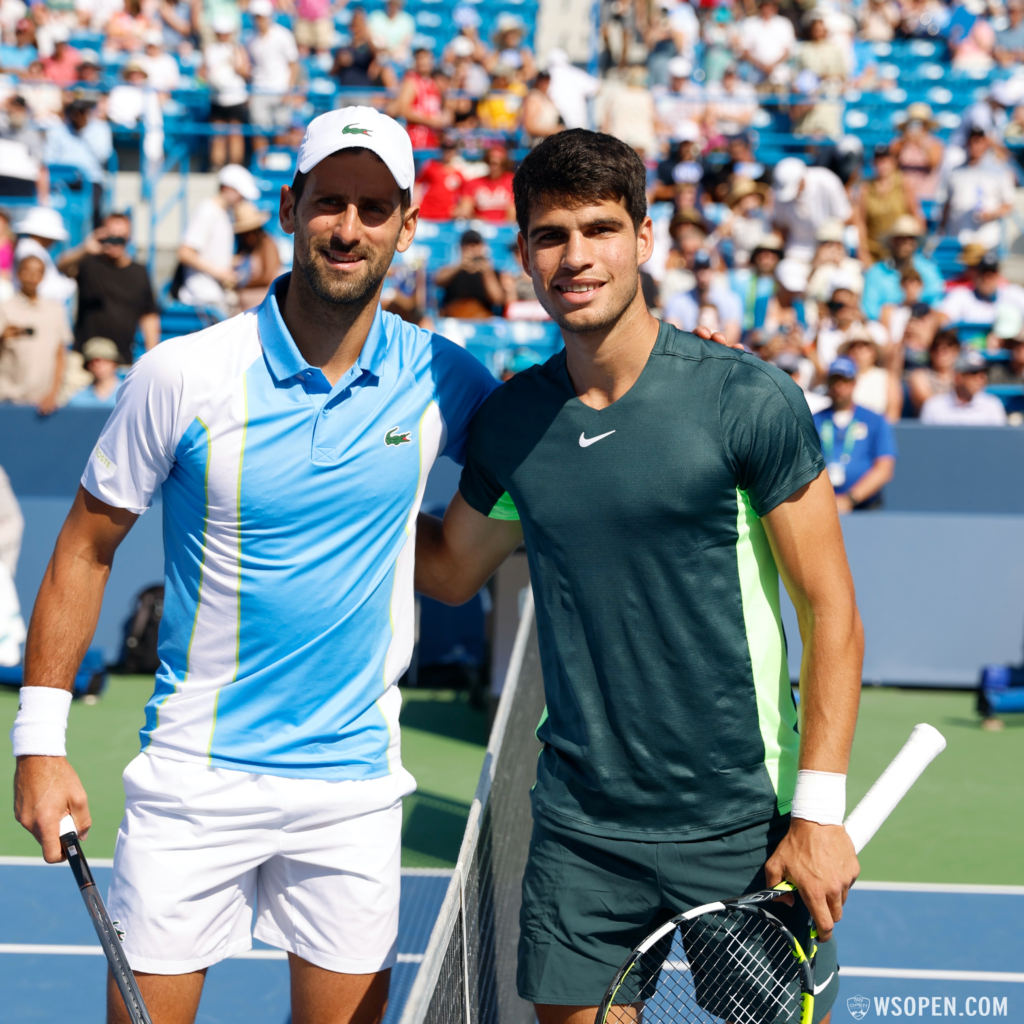 Djokovic y Alcaraz antes de la final del Masters 1000 de Cincinnati.