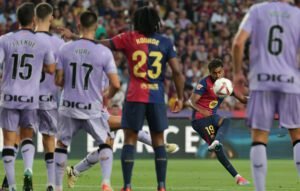 Lamine Yamal anotó su primer gol de la temporada con Barcelona.