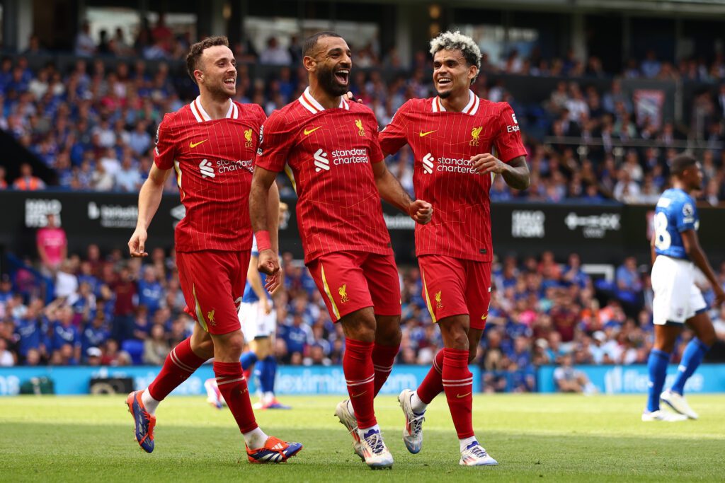 Diogo Jota, Mohamed Salah y Luis Díaz. 