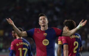 Robert Lewandowski llegó a 7 goles en La Liga 2024-25.