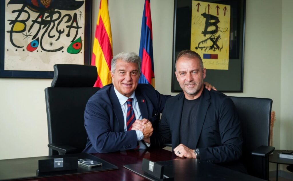 Joan Laporta y Hansi Flick.