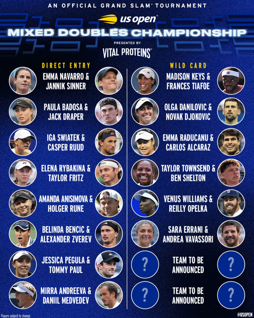 Alcaraz-Raducanu vs Sinner-Navarro: Así se jugará el torneo de dobles mixtos del US Open 2025 3 image 19