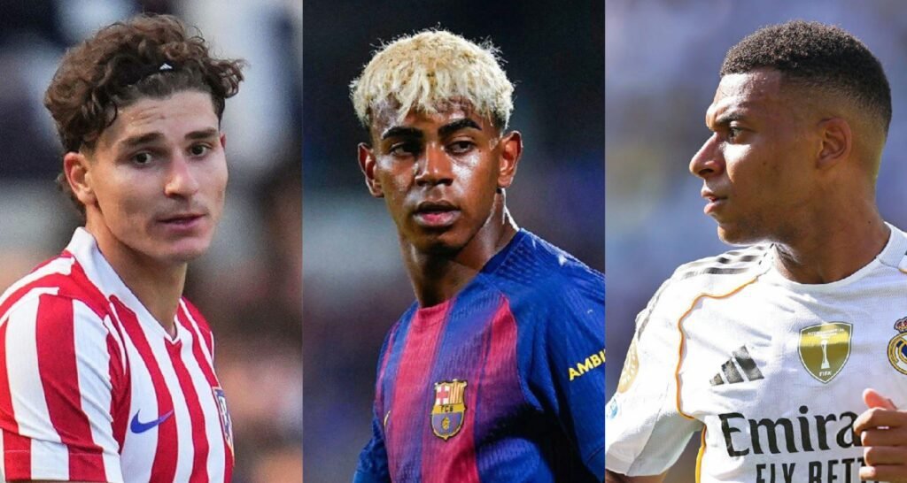 La Liga: Así llegan Barcelona, Real Madrid y Atlético a la temporada 25-26 8 Julián Álvarez, Lamine Yamal y Kylian Mbappé.