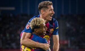 Robert Lewandowski y Lamine Yamal.