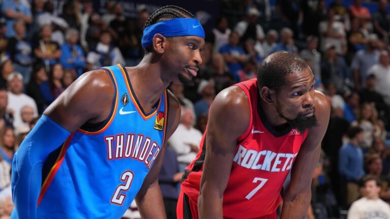 Shai Gilgeous Alexander (Thunder) y Kevin Durant (Rockets)